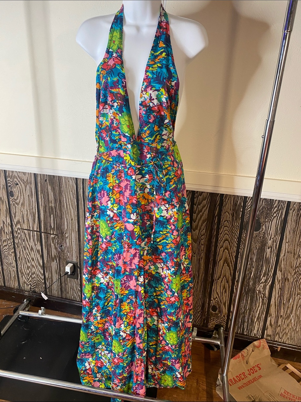 Free People Multicolor Floral Halter Maxi Dress - Blue, Pink, Green